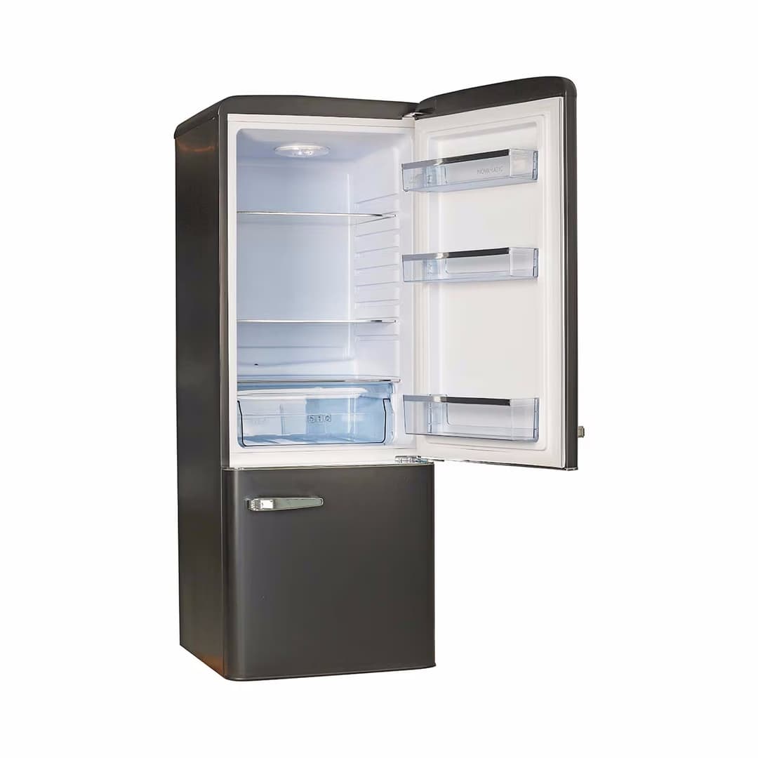 Novamatic KS-TF 218b Retro Kühlschrank freistehend – Kühlschrank mit Gefrierfach freistehend – schwarz