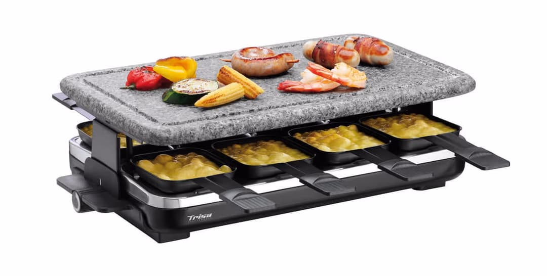 Trisa Hot Stone 8er-Raclettegerät – Raclette Ofen/Raclette Grill – schwarz