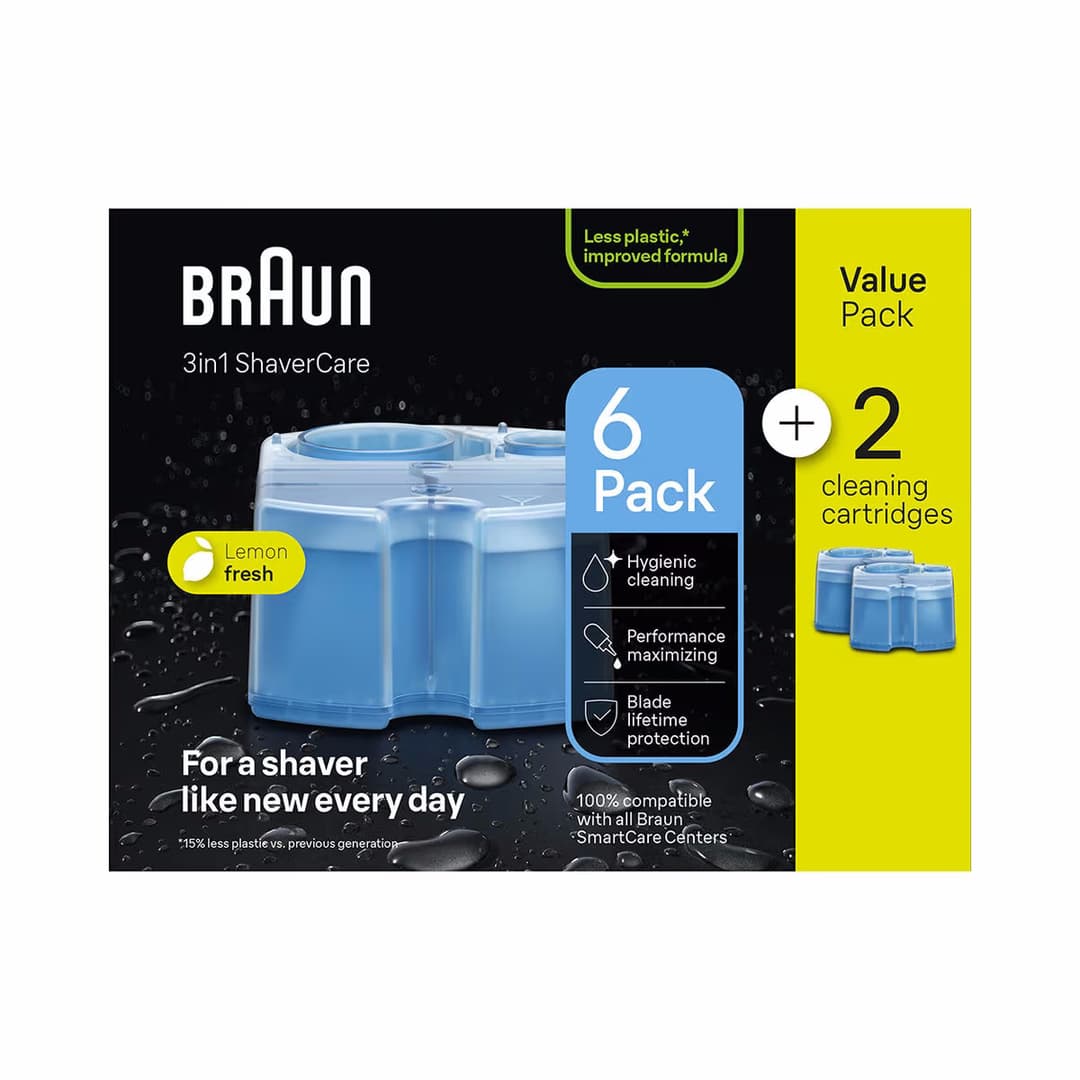 Braun CCR 6+2 Reinigungskartusche 8 Stk. Reinigungskartuschen – Rasiergerät Zubehör/Epiliergerät Zubehör