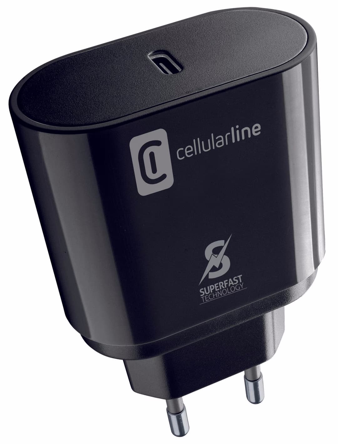 Cellularline USB-C to USB-C 25W Super Fast Charger – USB C Kabel/Adapter/Ladegerät – schwarz