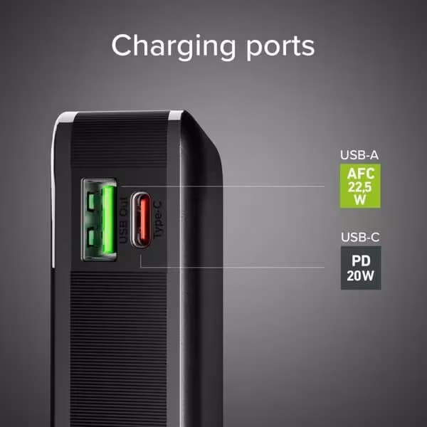 sbs 10.000 mAh-Powerbank mit integriertem USB-C Kabel Power Bank – schwarz