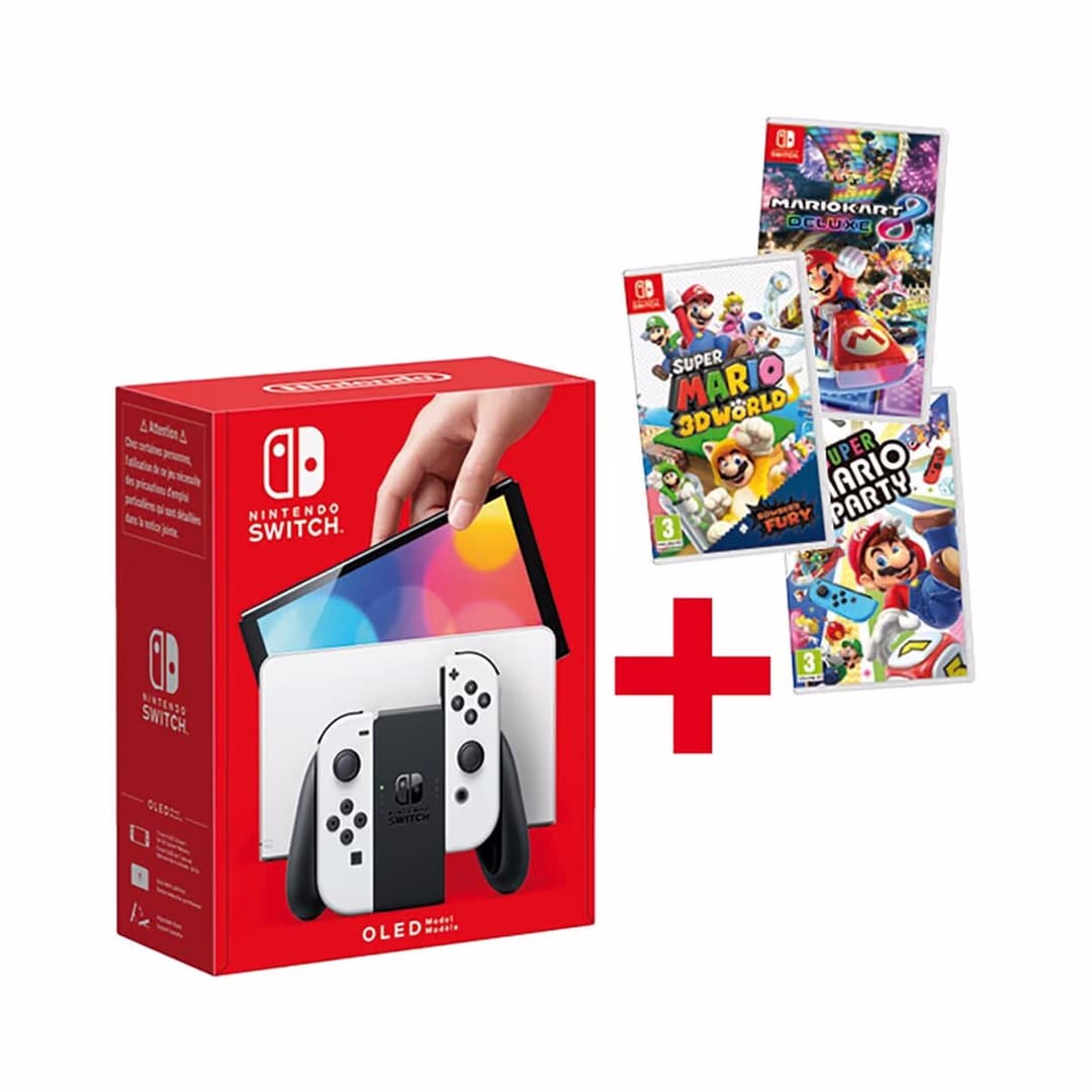 Nintendo Switch OLED Weiss Mario Super Set
