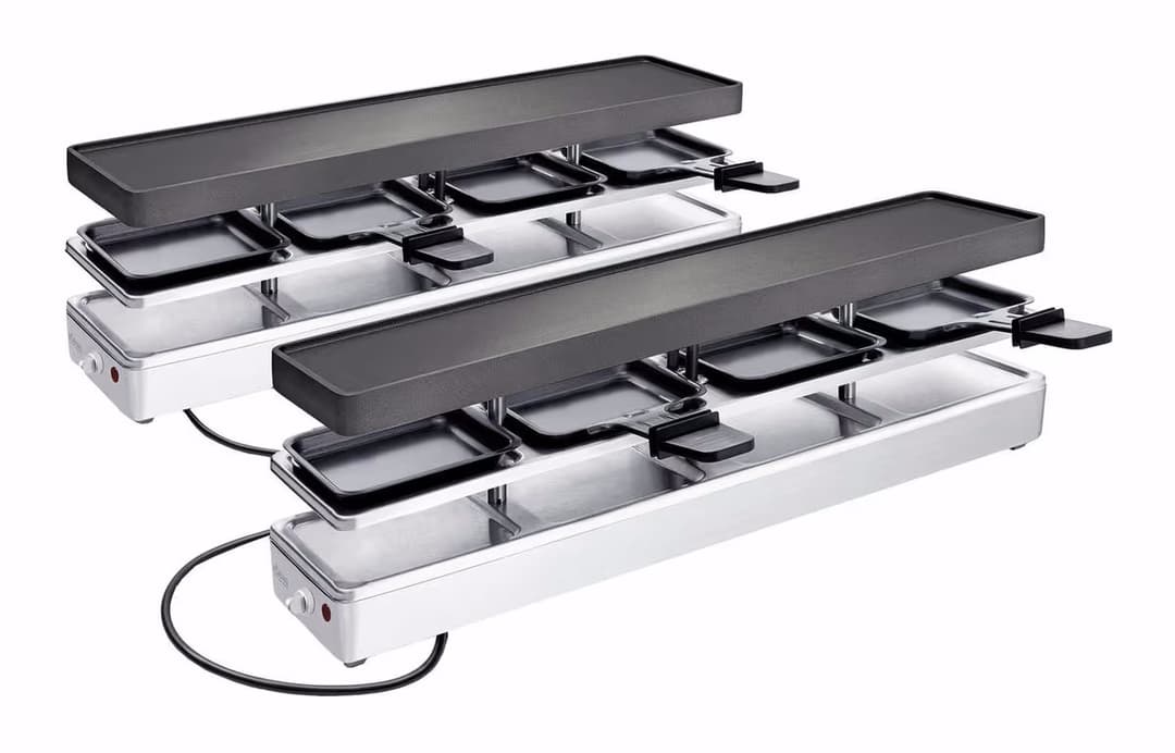 Koenig Duo 4 and more Raclettegerät für 8 Personen – Raclette Ofen/Raclette Grill – chrom