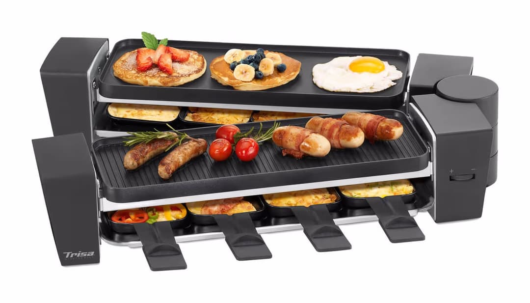 Trisa Raclette & Brunch Raclettegerät – Raclette Ofen/Raclette Grill – schwarz