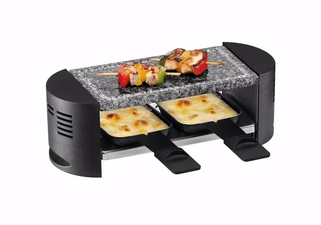 Trisa Raclettino Raclettegerät für 2 Personen – Raclette Ofen/Raclette Grill – schwarz