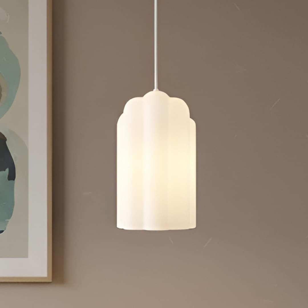 Lunja Hängeleuchte, 1-flammig, E27, weiß, Glas - Lucande - Wohnzimmer - Modern - Einflammig