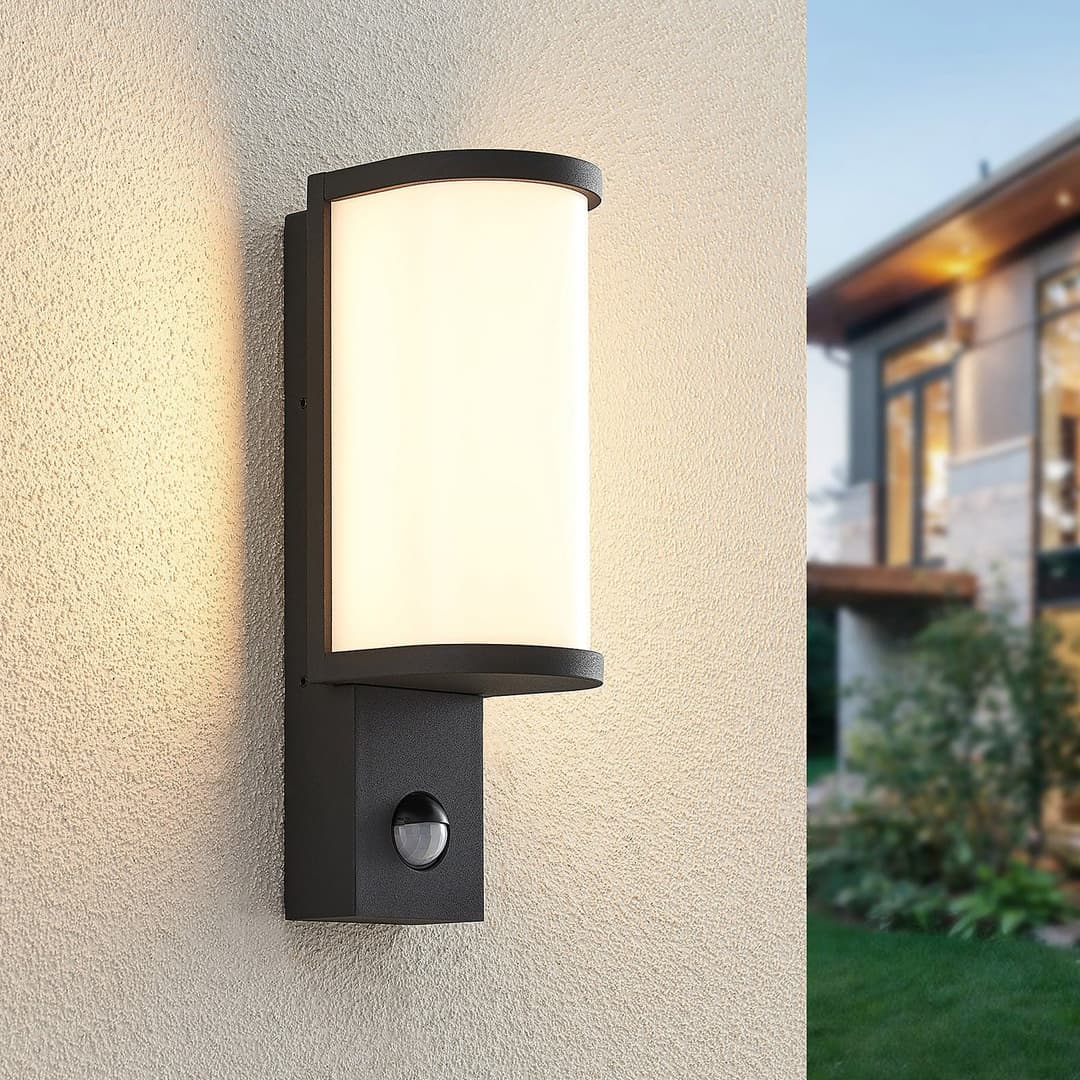Jokum LED Außenwandleuchte w/Sensor Graphite - Lucande - Modern - Metall