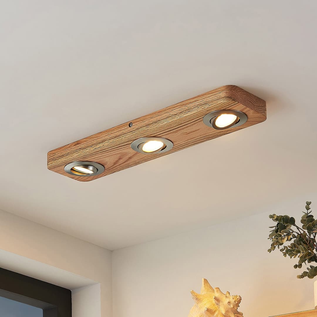 Mikari 3 LED Deckenleuchte Wood - Lindby - Wohnzimmer - Modern - Holz - Mehrflammig