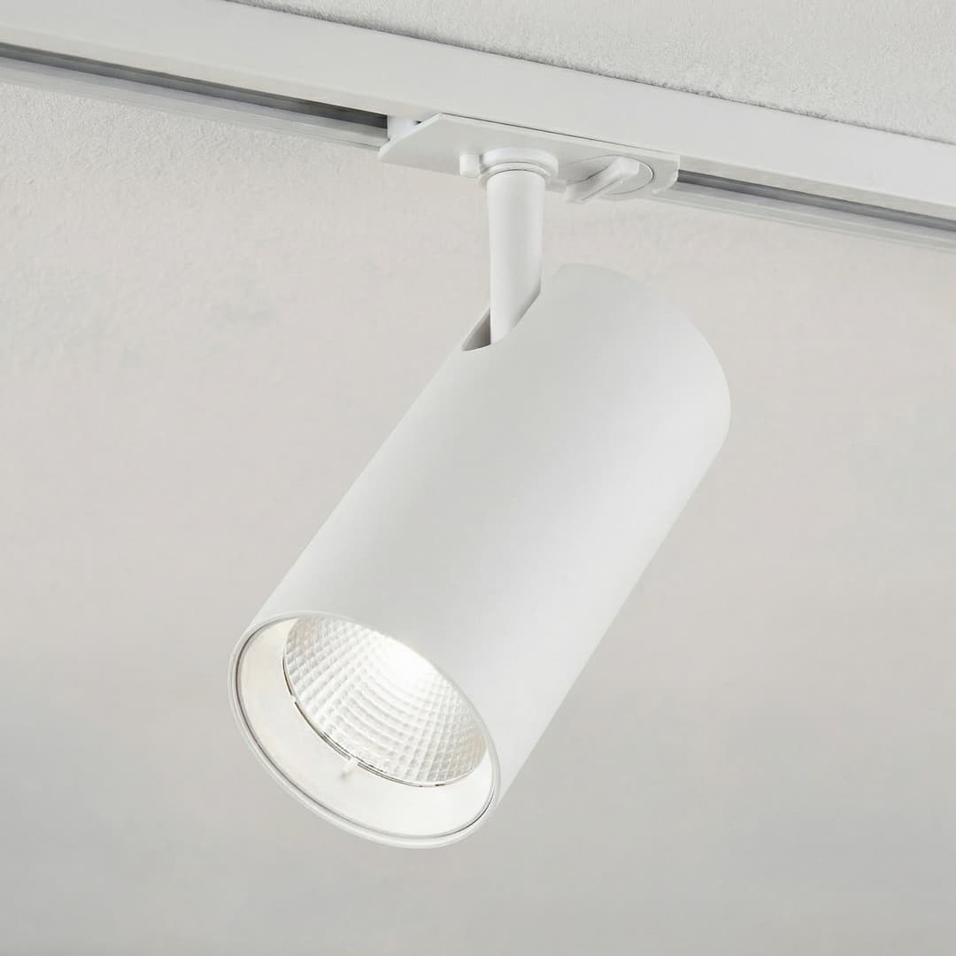 Linaro LED-Schienen-Spot, weiß, Ø 7 cm, Alu, CCT - Lindby - Wohnzimmer - Modern - Aluminium - Einflammig