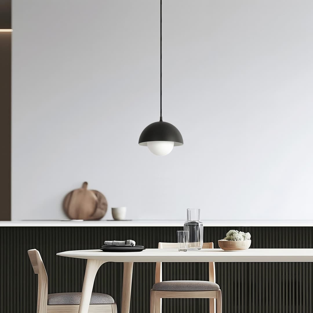Hide Pendelleuchte, Ø 22 cm, schwarz, E14, Alu/Glas - NOLA - Wohnzimmer - Skandinavisch - Aluminium - Einflammig