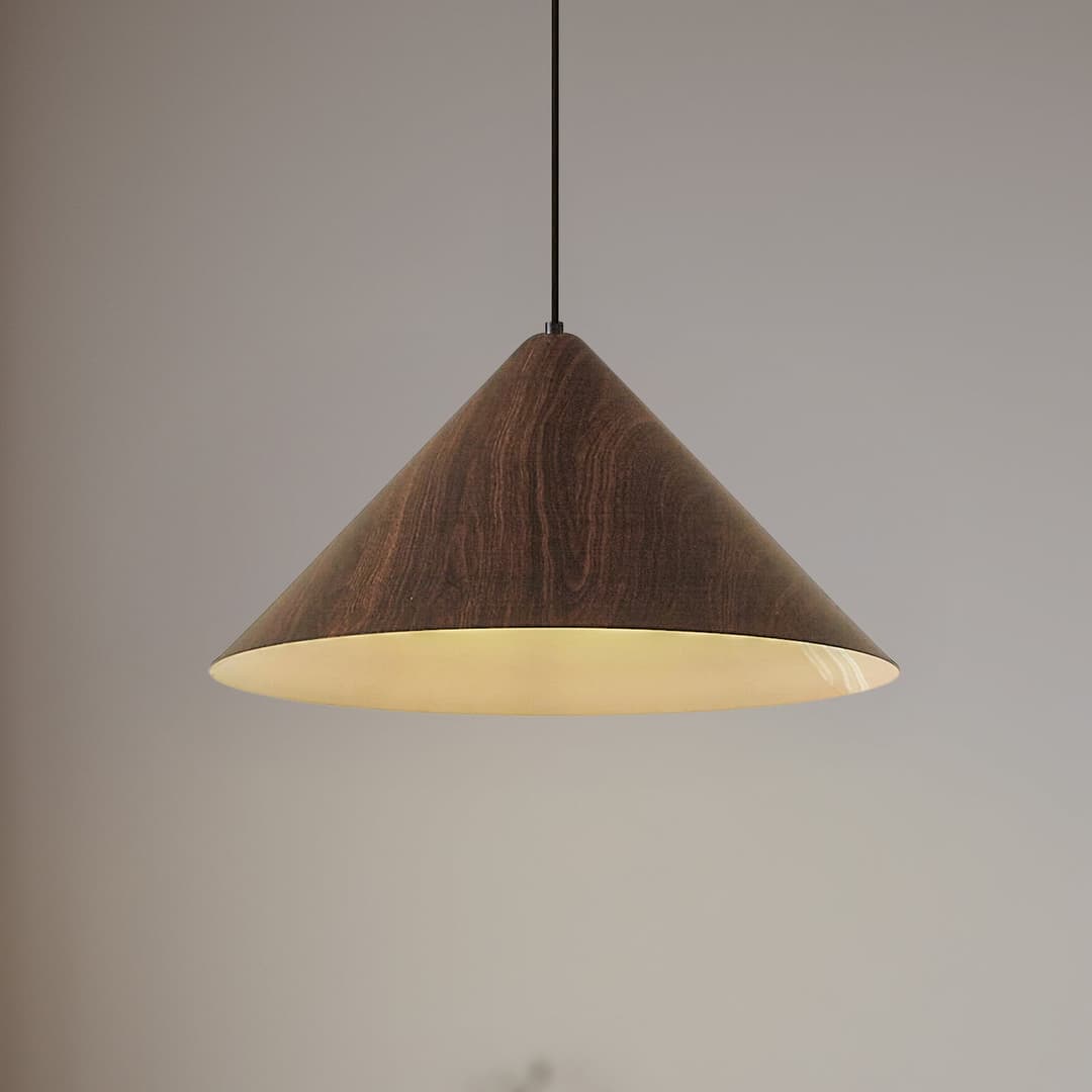 Clarine Hängeleuchte, walnuss, Ø 50 cm, Metall - Lindby - Esszimmer - Modern - Einflammig