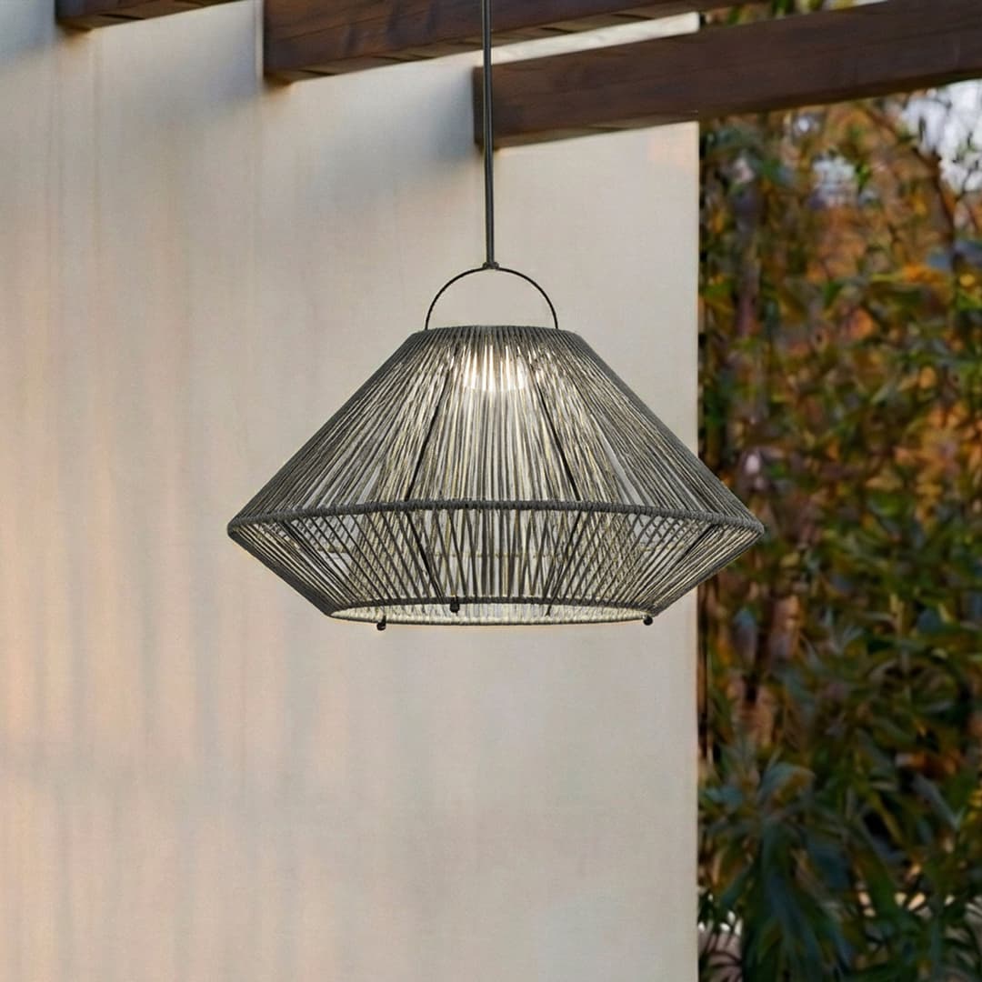 Austas LED-Solarhängelampe, Ø 50 cm, grau, USB, IP54 - Lindby - Balkon - Modern - Kunststoff - Einflammig