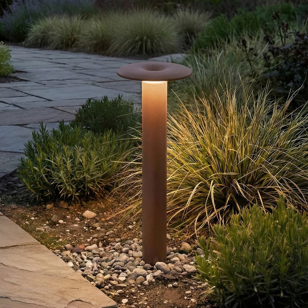Haloa LED-Wegeleuchte, Höhe 50, IP54, braun, Aluminium - Lucande - Terrasse - Modern - Rund