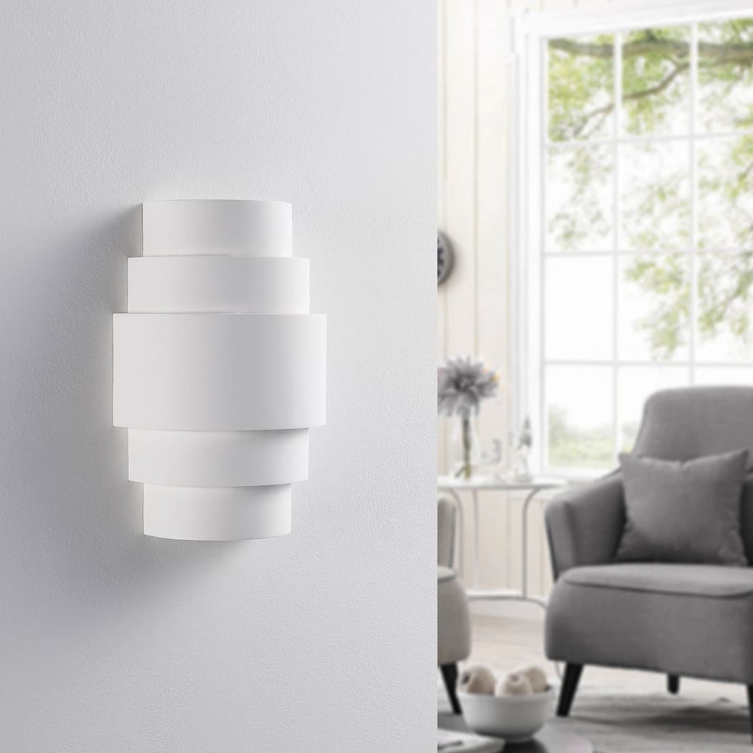 Marit Wandleuchte White - Lindby - Wohnzimmer - Modern - Gips / Ton - Mit Schirm