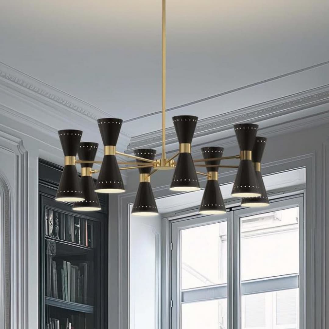 Megafono Pendellampe, schwarz, Ø 100 cm, 16-flg. - Stilnovo - Wohnzimmer - Design - Metall - Mehrflammig