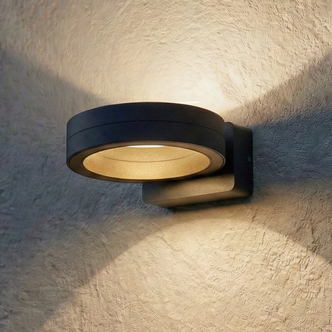 Selviro LED-Außenwandleuchte, Ø 20 cm, anthrazit, IP65 - Lindby - Balkon - Modern - Aluminium - Einflammig