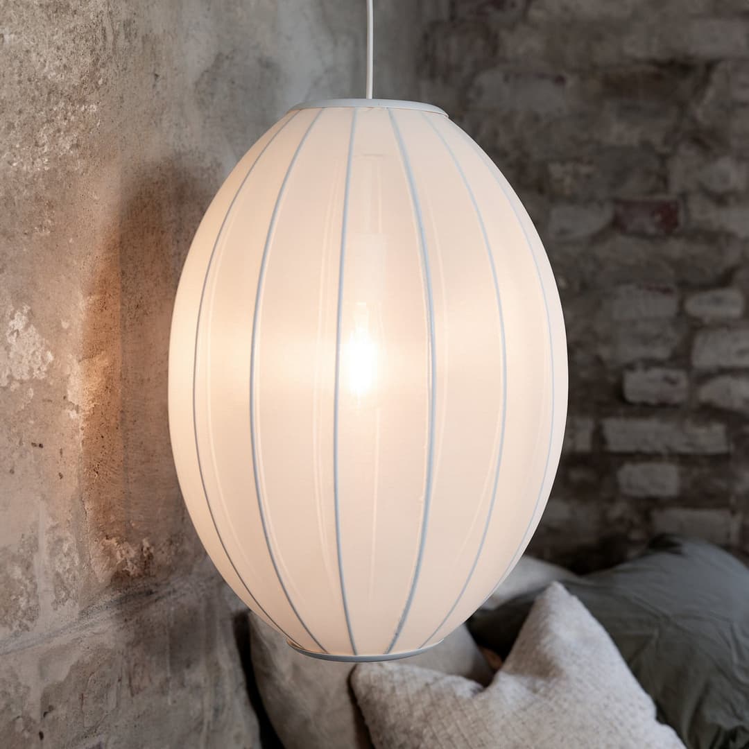 Florence Pendelleuchte Ø40 White - Markslöjd - Wohnzimmer - Skandinavisch - Stoff / Textil - Mit Schirm
