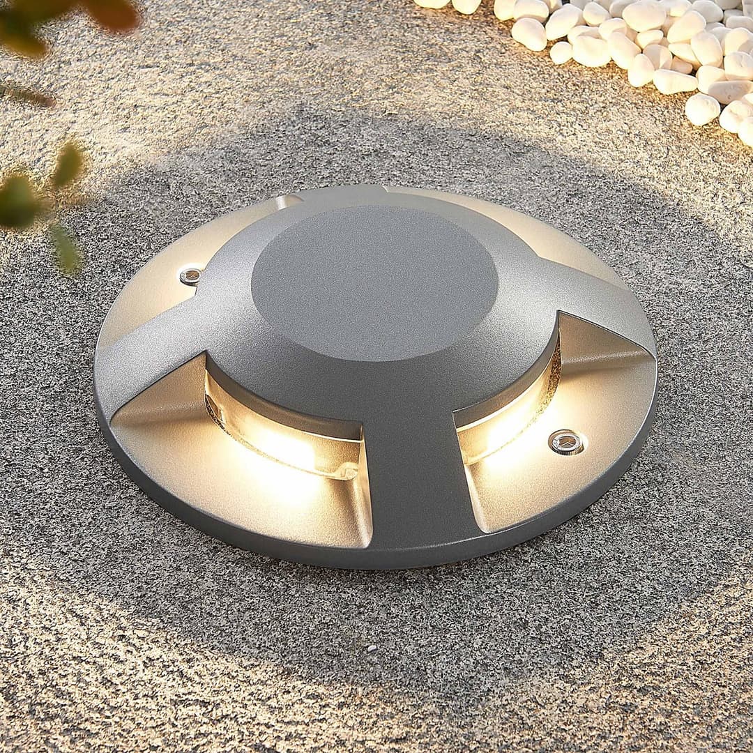 Jeffrey LED-Bodenstrahler Silber 4 Lichtaustritte - Lucande - Modern - Metall