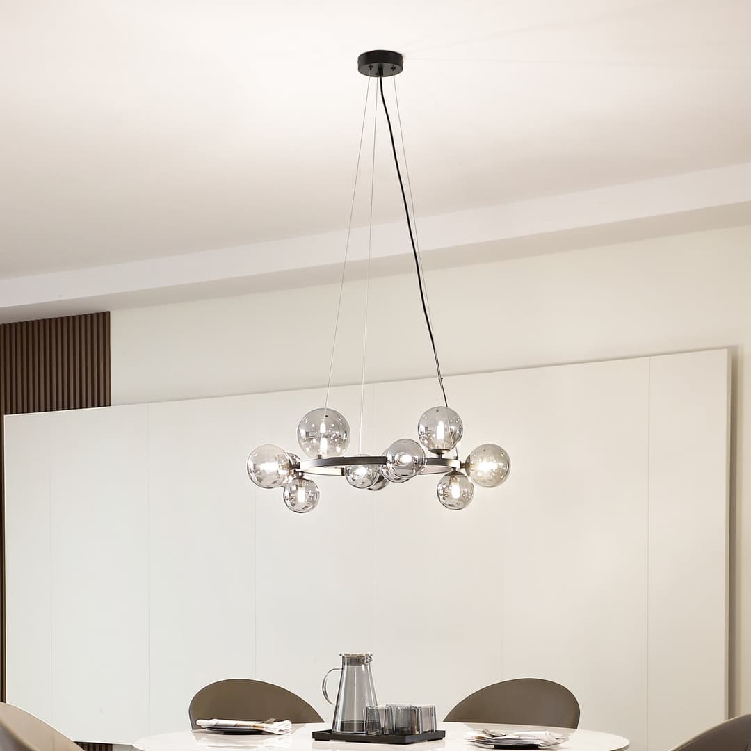 Naelen Round Pendelleuchte Black/Smoke - Lucande - Küche - Modern - Metall - Mehrflammig