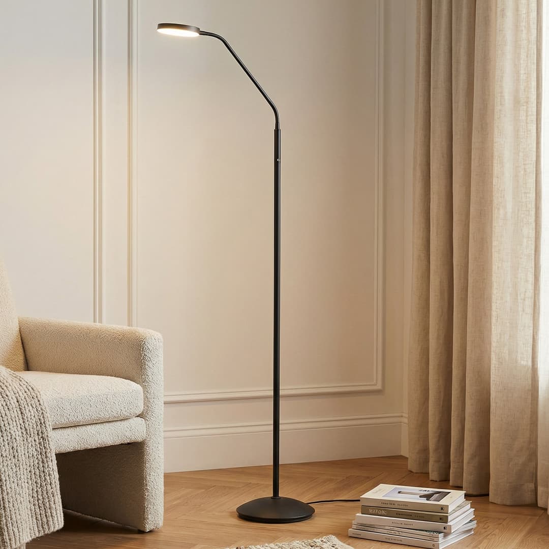 Elvyn LED-Akku-Stehleuchte, schwarz, verstellbar - Lindby - Wohnzimmer - Modern - Metall - Einflammig