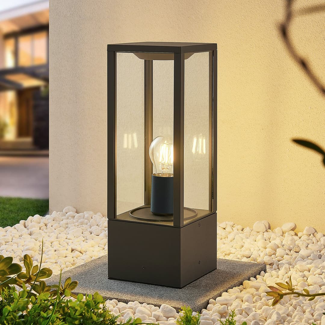 Peldar Gartenleuchte H40 Dark Anthrazit/Clear - Lindby - Terrasse - Modern - Metall - Einflammig