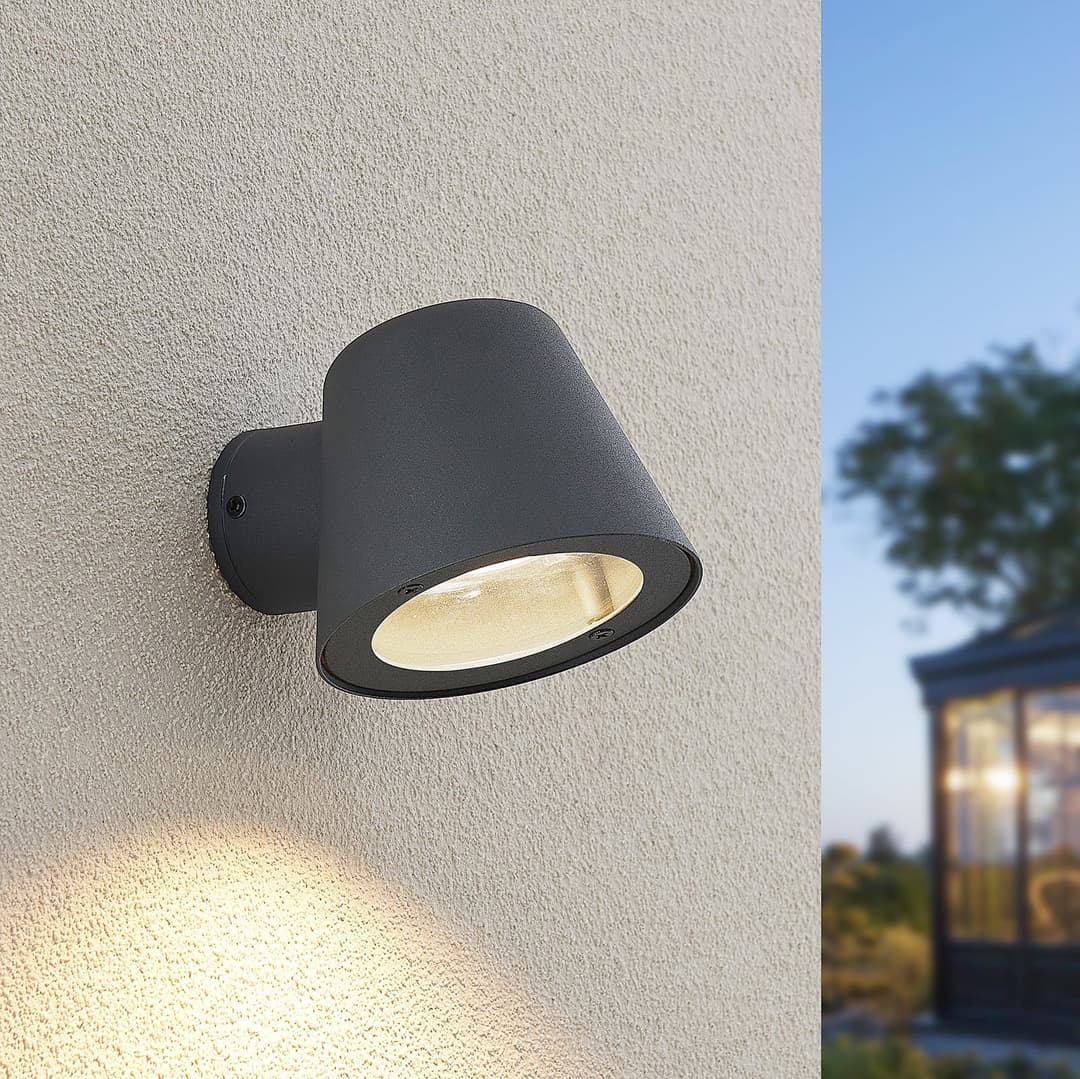 Ileyna Außenwandleuchte Dark Grey - Lindby - Terrasse - Modern - Metall - Einflammig