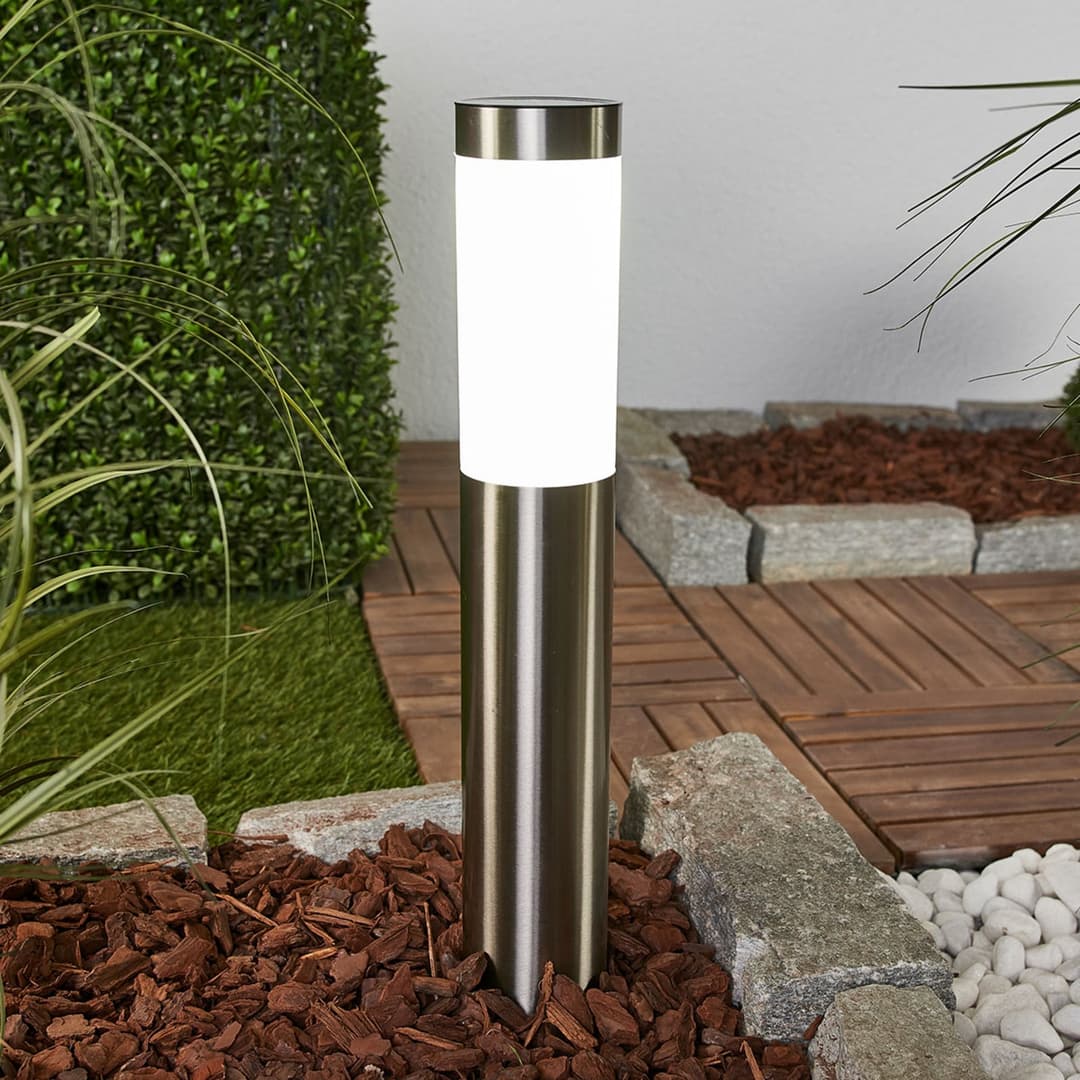 Aleeza Solarzelle Leuchte Steel/White - Lindby - Terrasse - Modern - Edelstahl - Einflammig