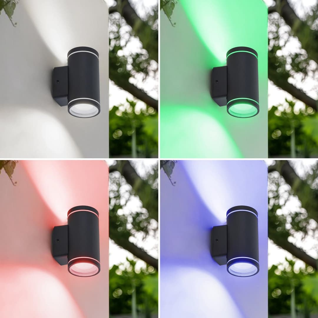 Valtin Smart LED Außenwandleuchte Schwarz - Lindby - Balkon - Modern - Edelstahl - Mit Abstand