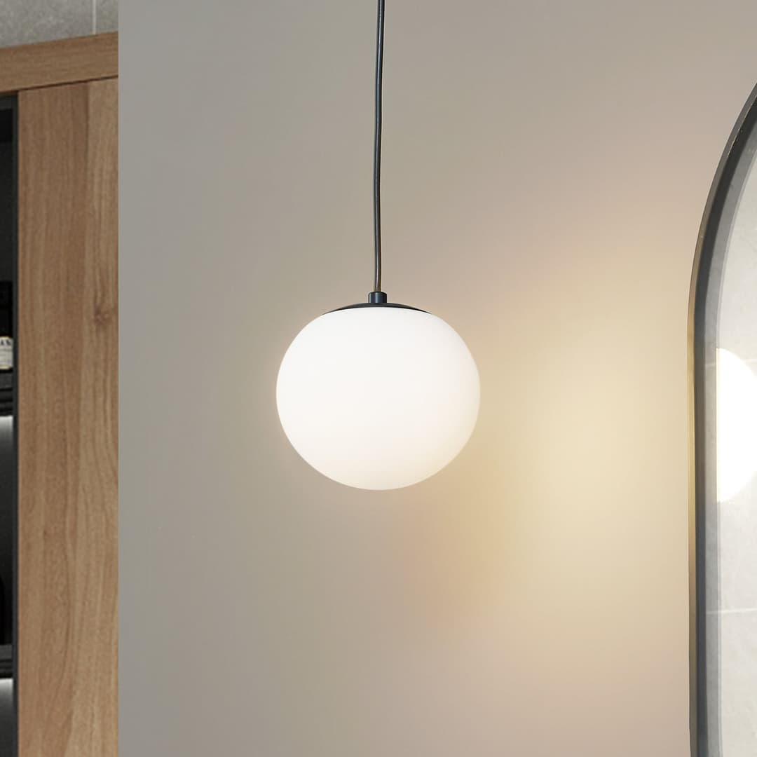 Bidolo Pendelleuchte IP44 Schwarz - Lucande - Badezimmer - Glas - Kugel