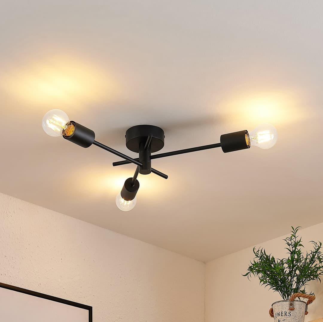 Cerros 3 Deckenleuchte Black - Lindby - Wohnzimmer - Modern - Metall - Mehrflammig