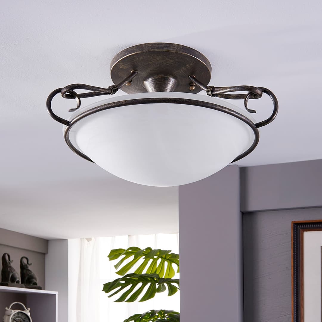Rando Deckenleuchte White/Antique - Lindby - Wohnzimmer - Landhaus / Rustikal - Metall - Mit Abstand