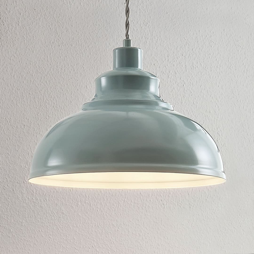 Albertine Pendelleuchte Light Blue - Lindby - Wohnzimmer - Vintage - Metall - Einflammig