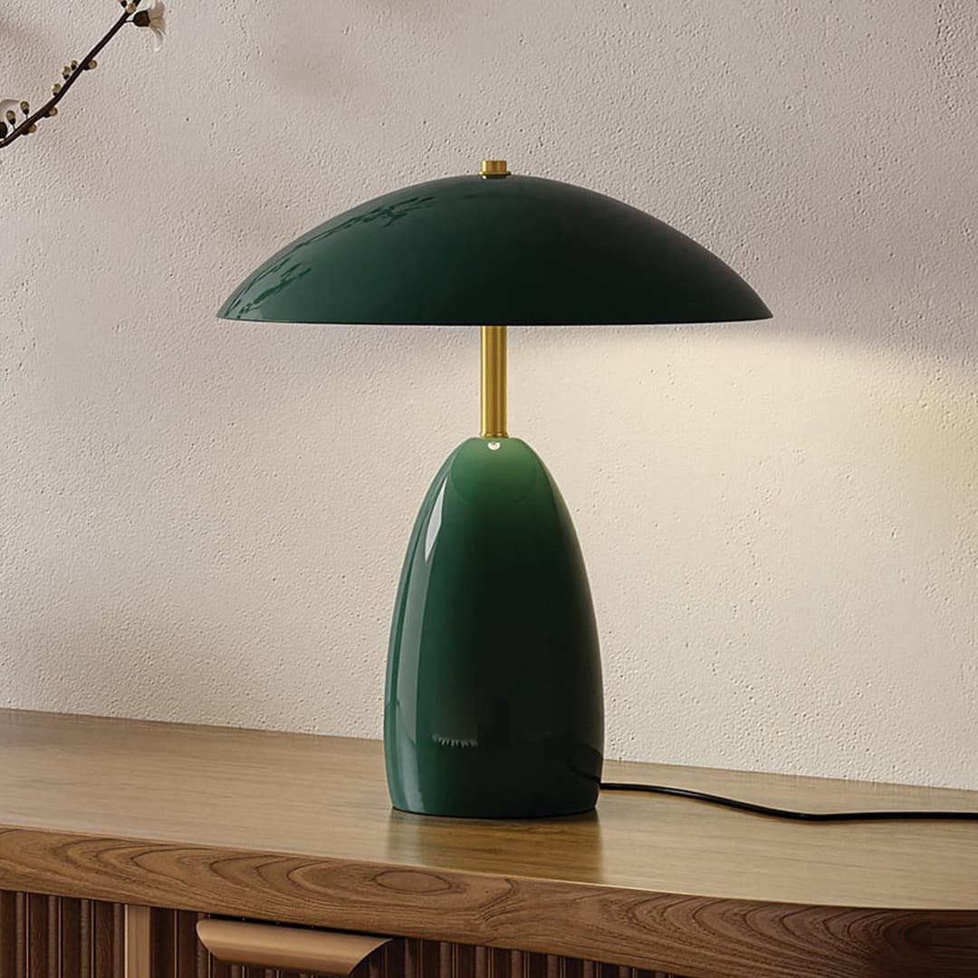 Poppy LED-Tischlampe , grün, Höhe 35 cm Metall dim - Elstead - Wohnzimmer - Vintage - Aluminium - Einflammig