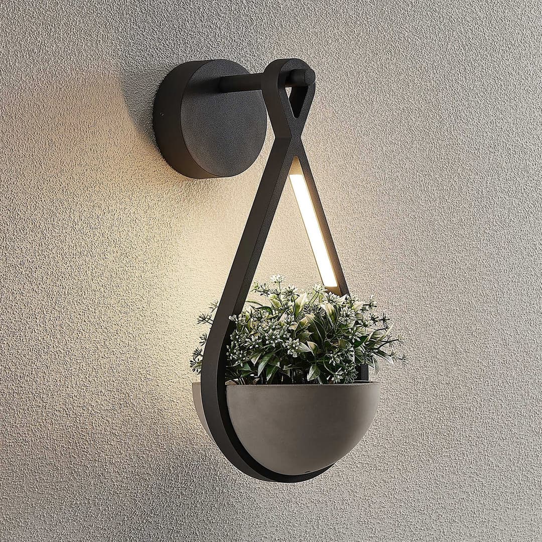 Florka Außenwandleuchte IP54 Dark Grey - Lucande - Balkon - Modern - Metall - Einflammig