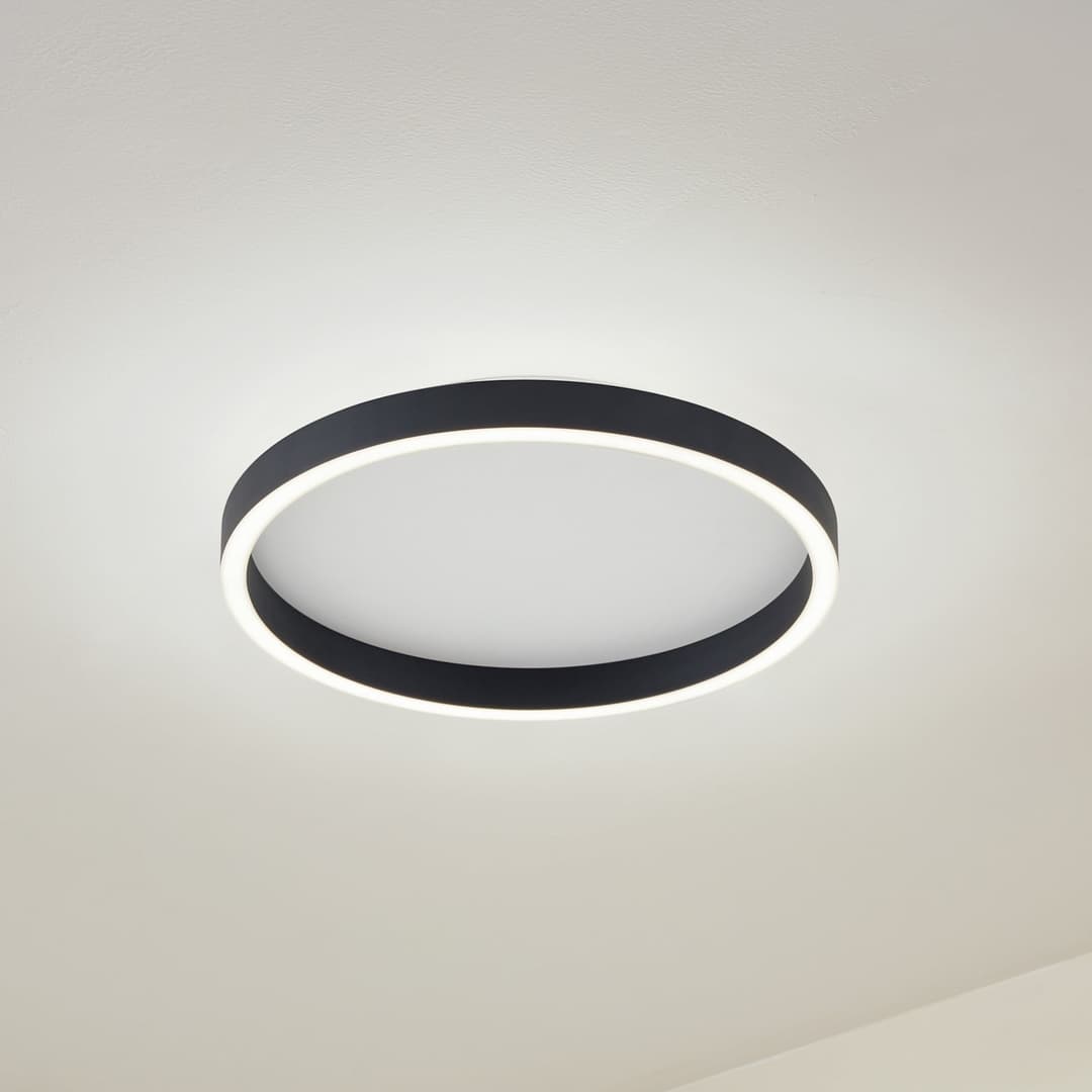 Rotundo LED-Deckenleuchte, schwarz, dimmbar, Ø 40 cm - Lucande - Esszimmer - Modern - Kunststoff - Einflammig