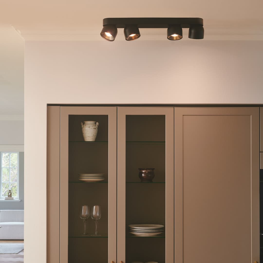 Pitcher Downlight, schwarz/messing, 4-flg., Metall - Nordlux - Flurbereich - Modern - Mehrflammig