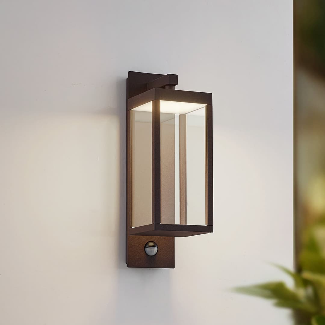 Ferdinand LED-Außenwandlampe, rost, Sensor, IP54 - Lucande - Balkon - Modern - Aluminium - Einflammig