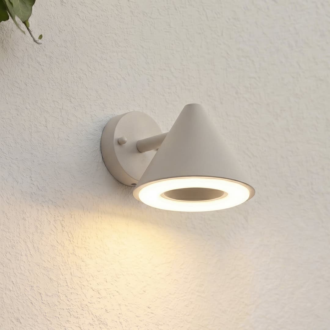 Soran LED-Außenwandleuchte, Metall, Höhe 12 cm, taupe, IP44 - Lindby - Modern - Einflammig