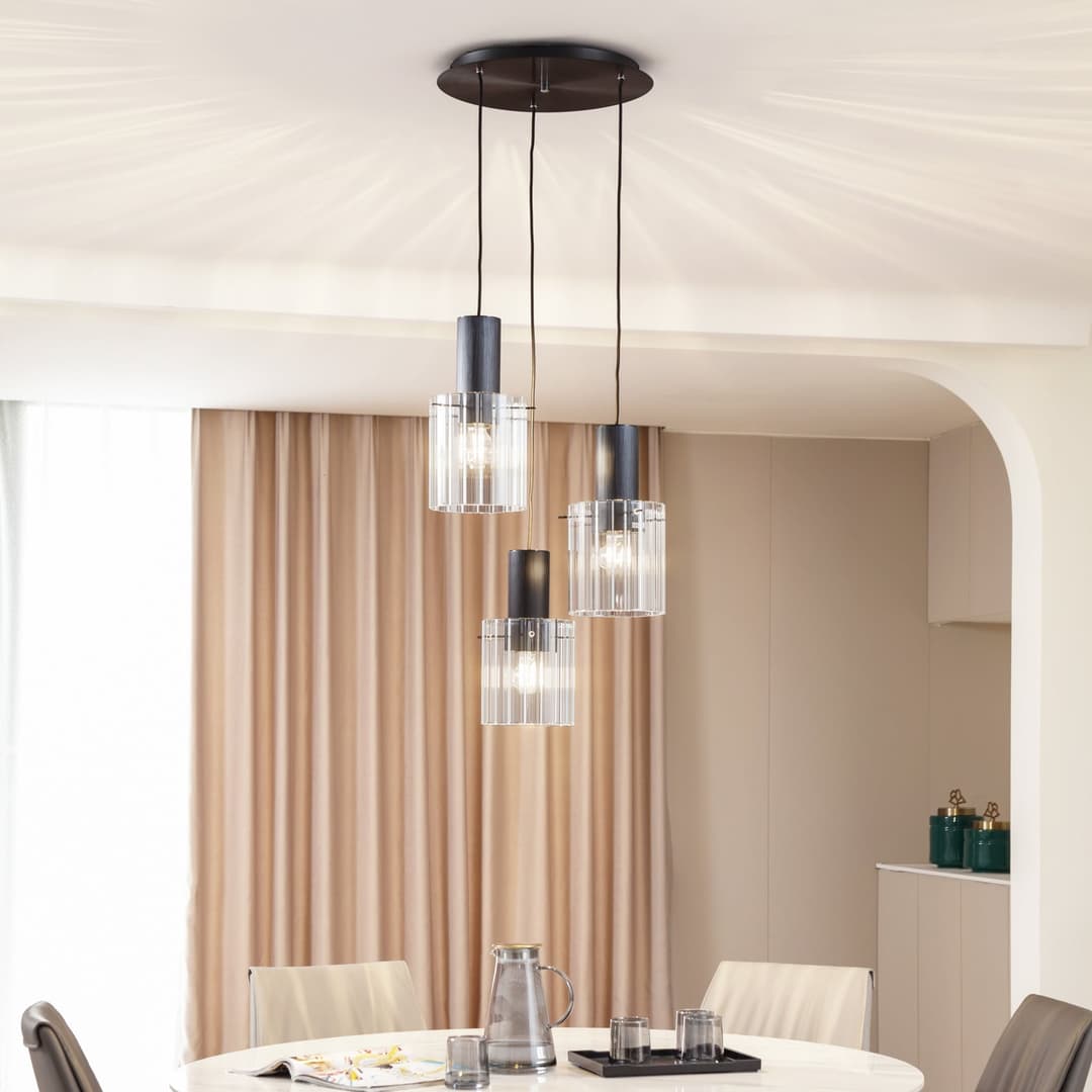 Eirian 3 Cluster Pendelleuchte Clear/Black - Lucande - Wohnzimmer - Modern - Glas - Mehrflammig