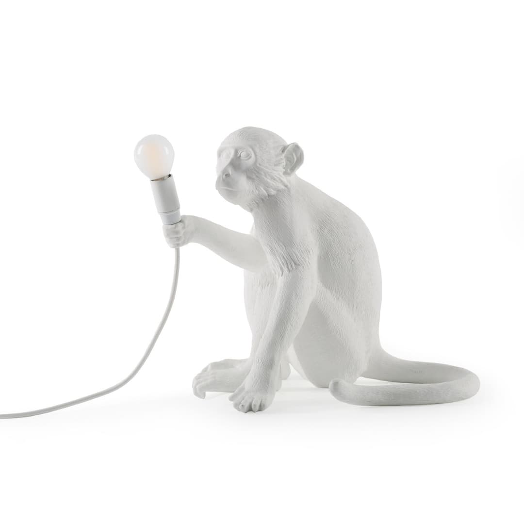 Monkey Sitting Tischleuchte Weiß - Seletti Monkey Lamp - Wohnzimmer - Design - Kunststoff