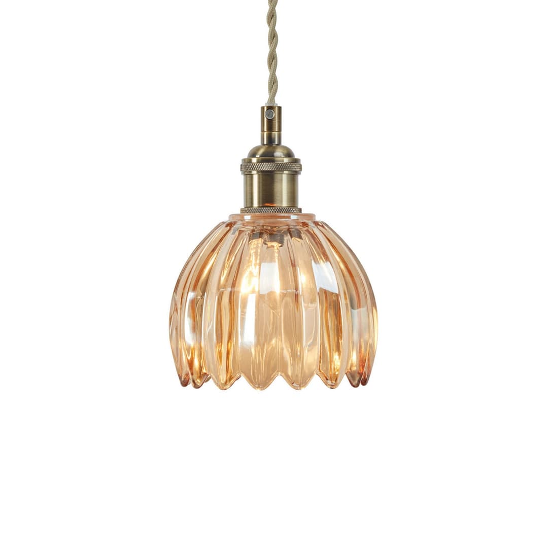 Gota Hängeleuchte, altmessing/amber, Glas, Ø 13 cm, Stecker - Markslöjd Gotta - Wohnzimmer - Einflammig