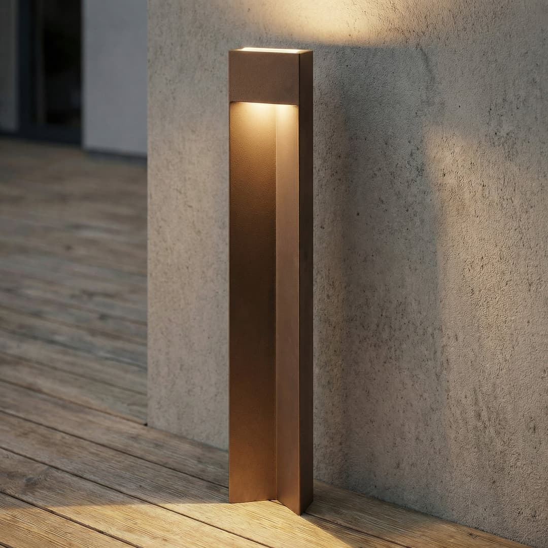 Kaholo LED-Wegeleuchte, Aluminium, IP44, braun, 90 cm - Lucande - Modern - Eckig