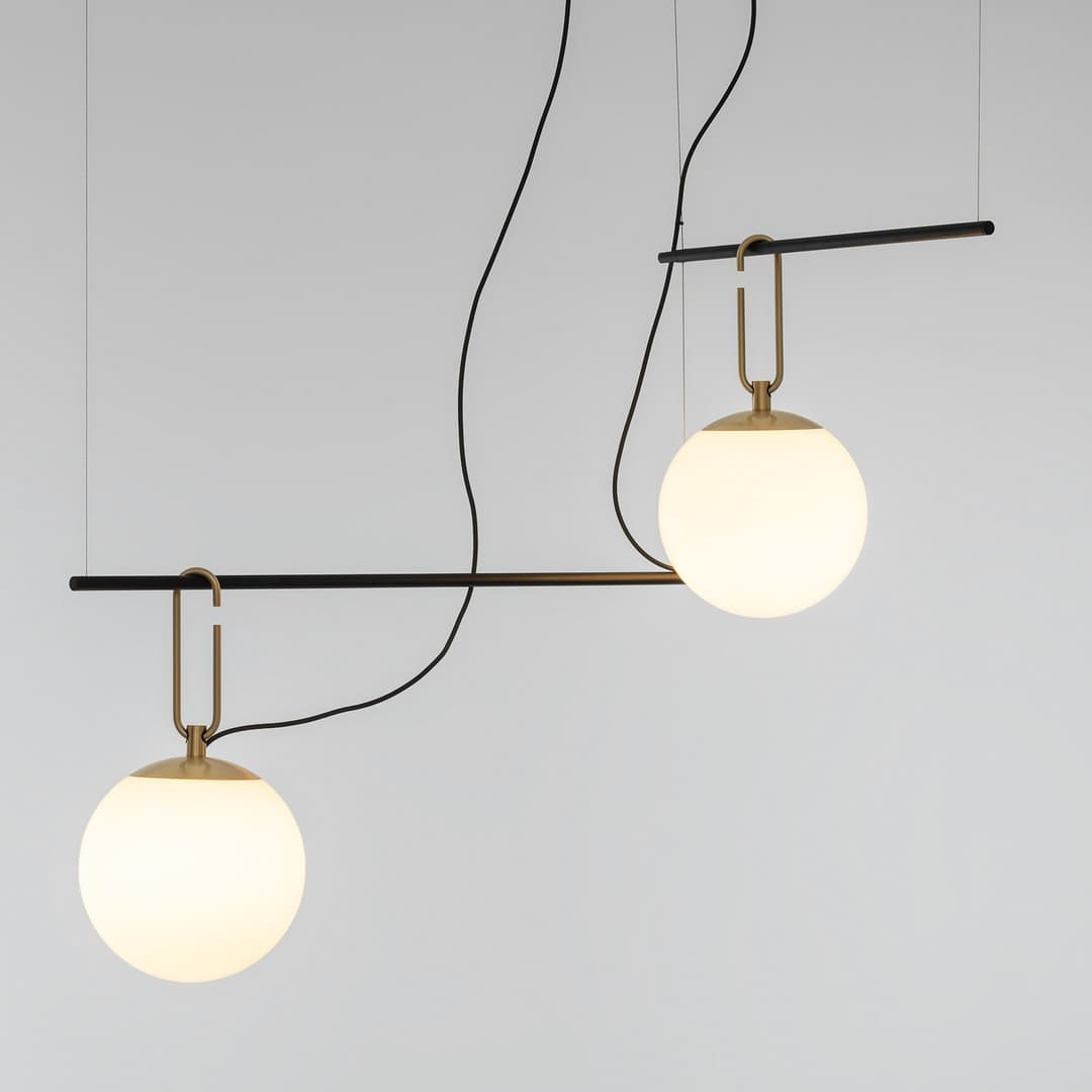 Nh S3 2 Bracci Pendelleuchte Black/Brass - Artemide - Wohnzimmer - Design - Metall - Mehrflammig