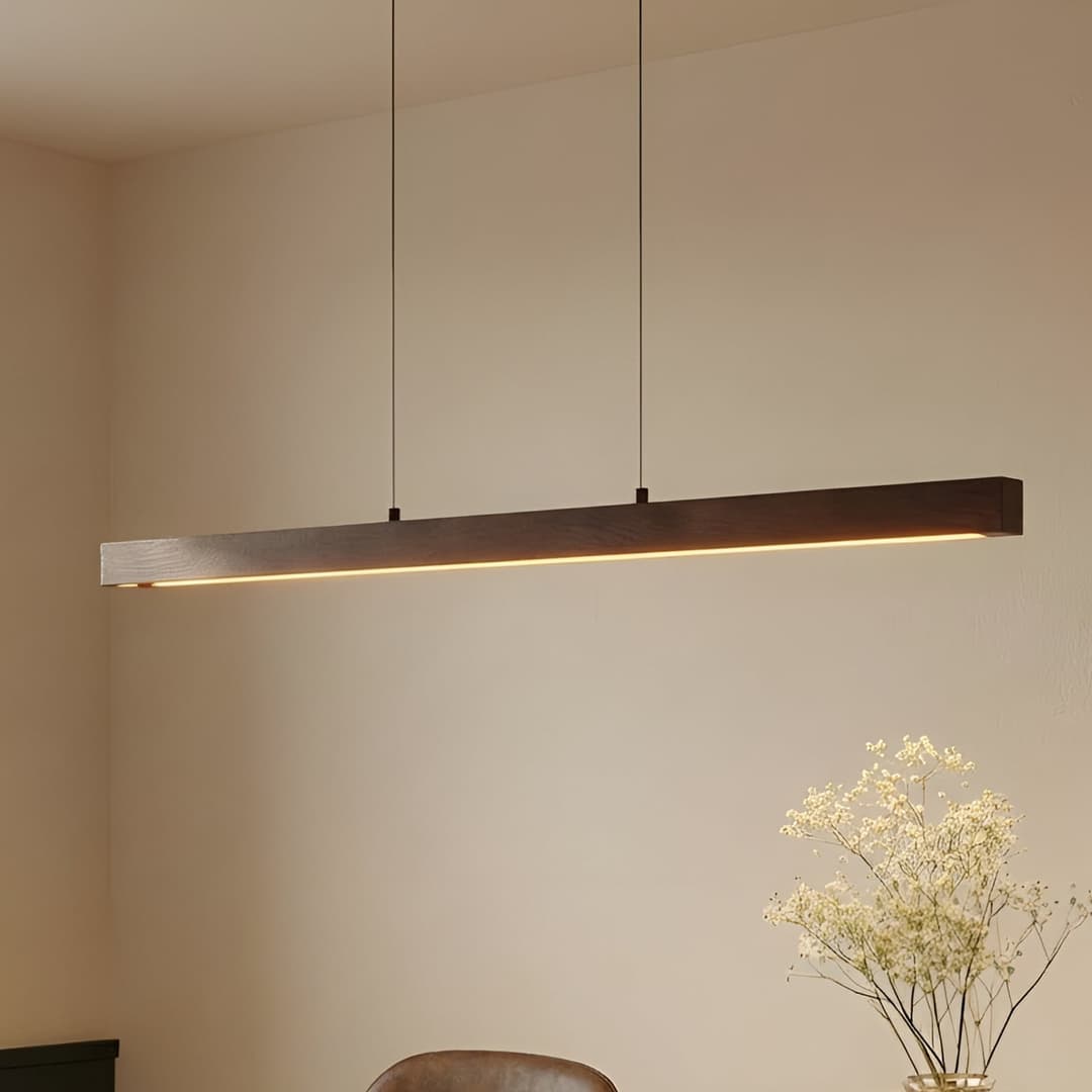 Nihalo LED-Hängeleuchte, walnuss, 122 cm, CCT - Lucande - Esszimmer - Landhaus / Rustikal - Holz - Einflammig