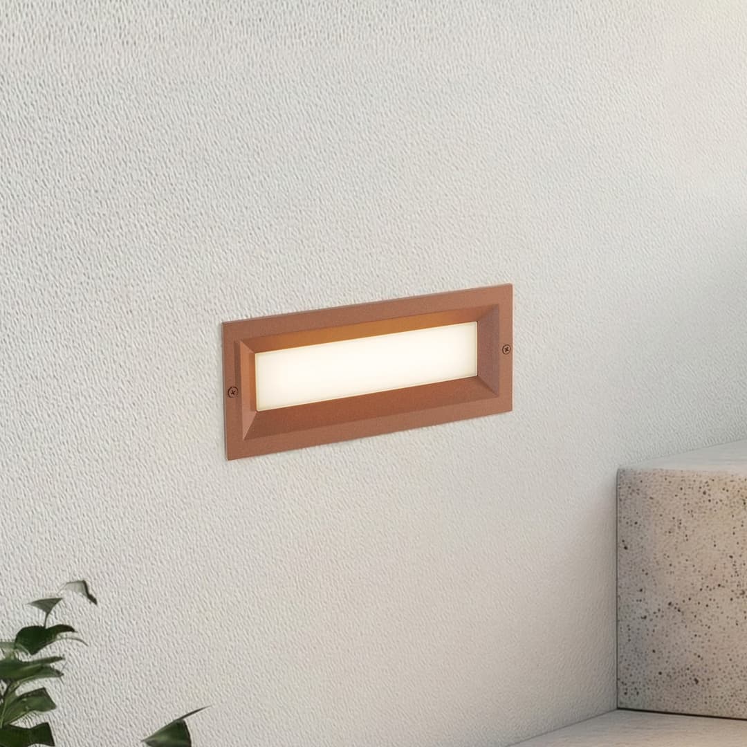 Lachlain LED-Wandeinbauleuchte, 25 cm, rost, IP65 - Lucande - Balkon - Modern - Aluminium - Eckig