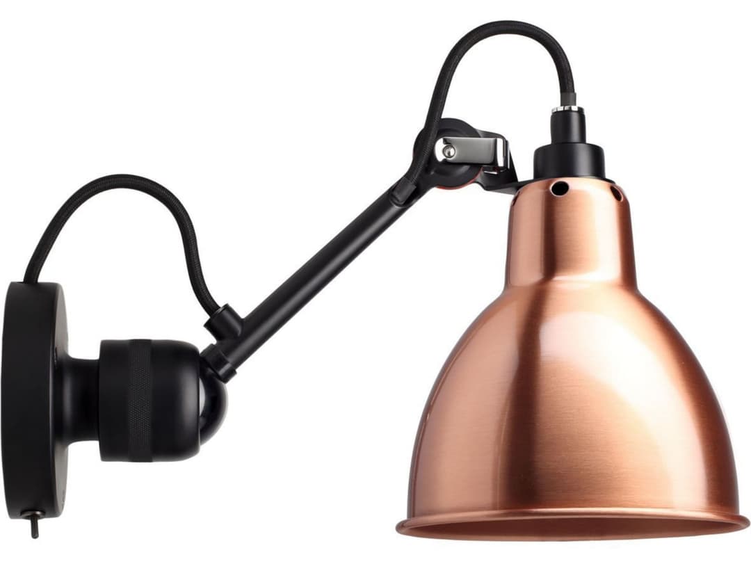 Lampe Gras 304SW Wandleuchte, schwarz/kupfer – DCW - Wohnzimmer - Design - Metall