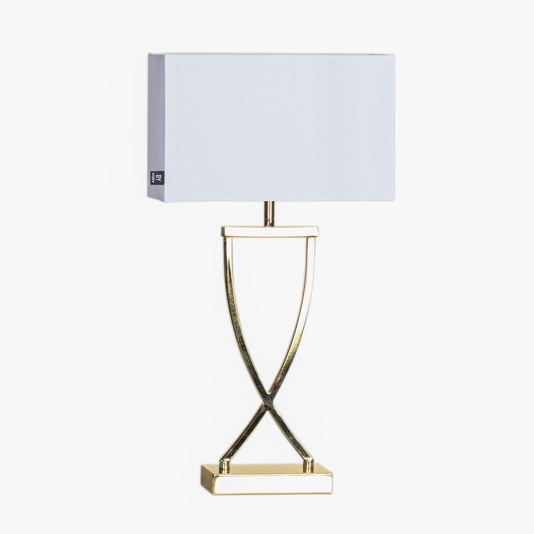 Omega Tischleuchte Brass/White - By Rydéns - Wohnzimmer - Modern - Stoff / Textil - Mit Schirm