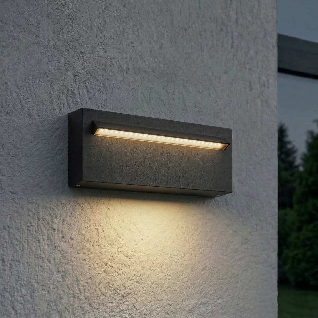 Joril LED-Außenwandleuchte, schwarz, 25 cm, Aluminium, IP65 - Lucande - Terrasse - Modern - Eckig