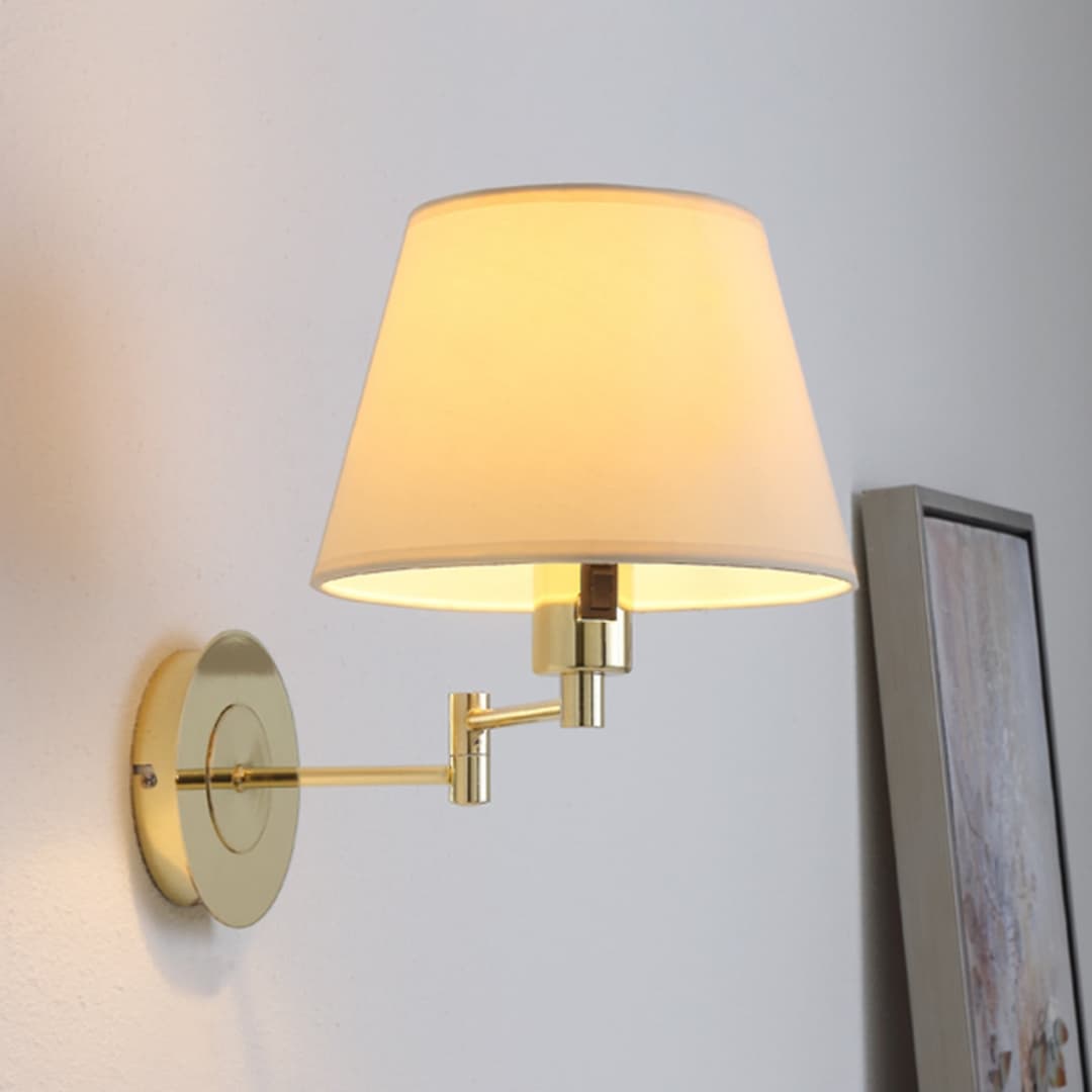 Pola Wandlampe, 30 cm, messing, ausziehbar, Textil - Lindby - Wohnzimmer - Modern - Stoff / Textil - Einflammig