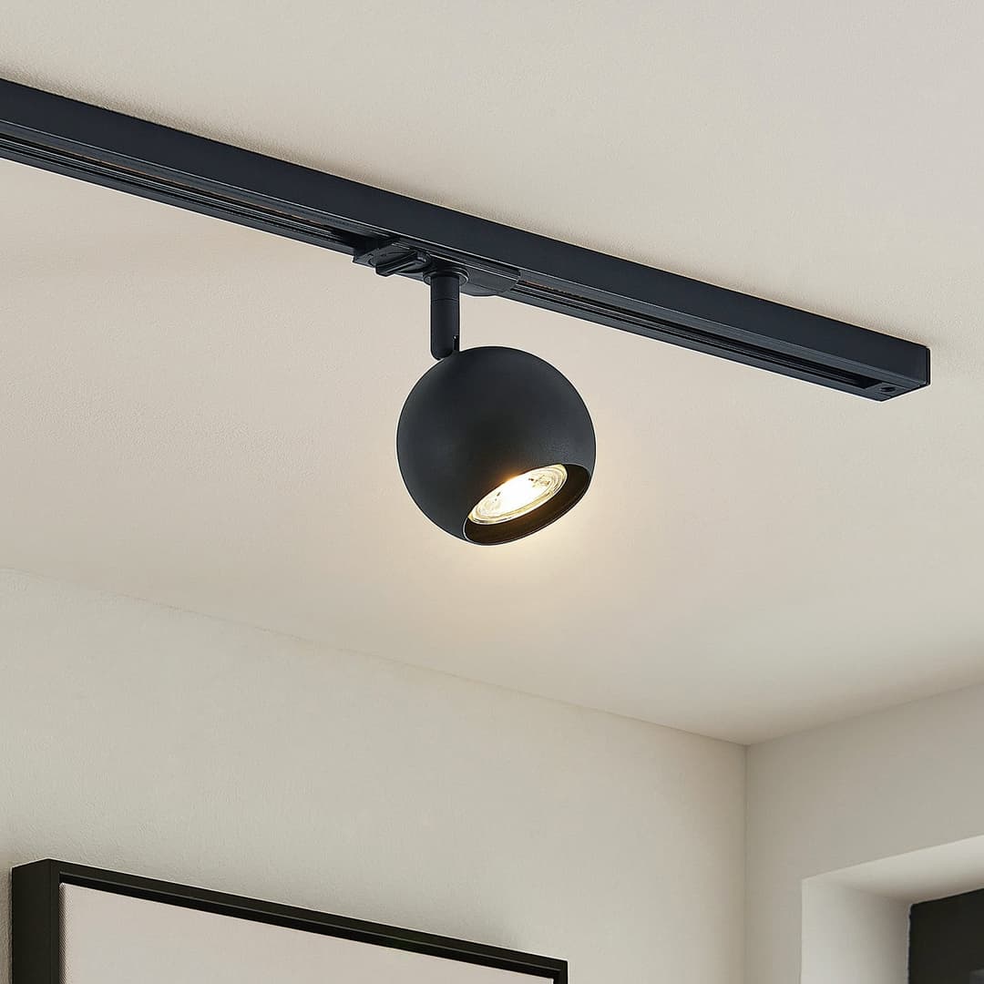Linaro Round Schienenspot GU10 Schwarz - Lindby - Flurbereich - Modern - Metall - Einflammig